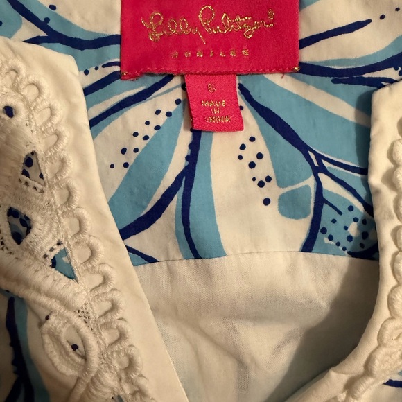 Lilly Pulitzer Jubilee Blue Floral Lace Trim Shift Dress - Picture 7 of 9